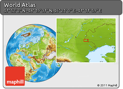 Physical Location Map of the Area around 48° 5' 50" N, 46° 49' 30" E
