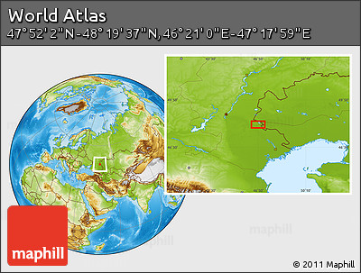 Physical Location Map of the Area around 48° 5' 50" N, 46° 49' 30" E