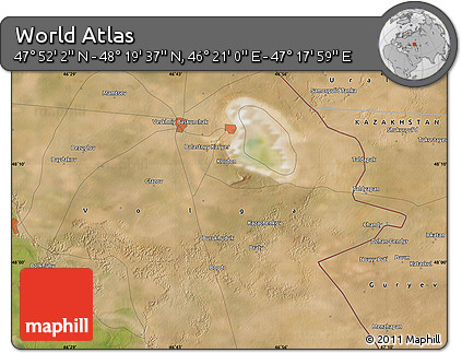 Satellite Map of the Area around 48° 5' 50" N, 46° 49' 30" E