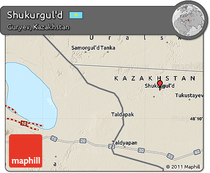 Shaded Relief Map of Shukurgul'd