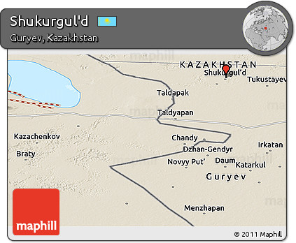 Shaded Relief Panoramic Map of Shukurgul'd