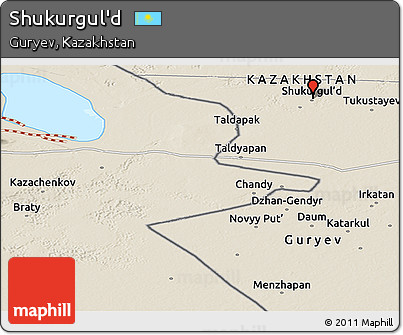 Shaded Relief Panoramic Map of Shukurgul'd
