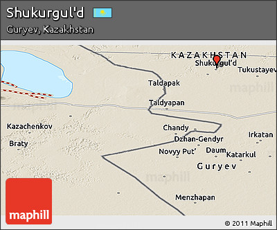 Shaded Relief Panoramic Map of Shukurgul'd