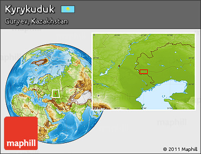 Physical Location Map of Kyrykuduk