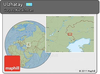Savanna Style Location Map of Ulzhatay, hill shading