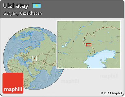 Savanna Style Location Map of Ulzhatay, hill shading