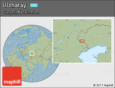 Savanna Style Location Map of Ulzhatay, hill shading