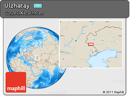 Shaded Relief Location Map of Ulzhatay