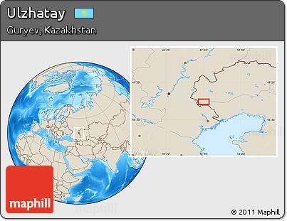 Shaded Relief Location Map of Ulzhatay