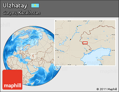 Shaded Relief Location Map of Ulzhatay