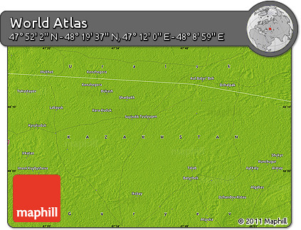 Physical Map of the Area around 48° 5' 50" N, 47° 40' 29" E
