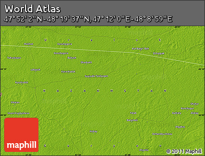 Physical Map of the Area around 48° 5' 50" N, 47° 40' 29" E