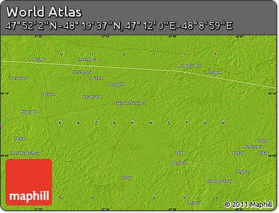 Physical Map of the Area around 48° 5' 50" N, 47° 40' 29" E