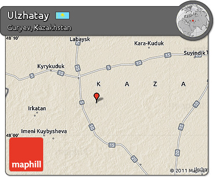 Shaded Relief Map of Ulzhatay