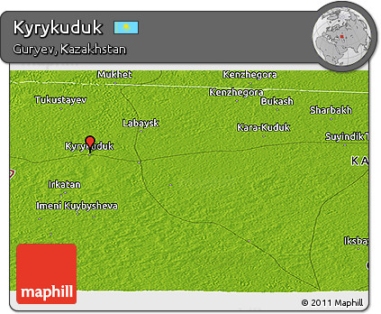 Physical Panoramic Map of Kyrykuduk