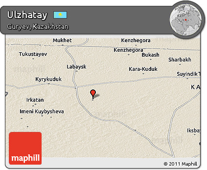 Shaded Relief Panoramic Map of Ulzhatay