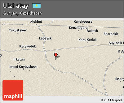 Shaded Relief Panoramic Map of Ulzhatay