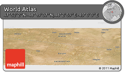 Satellite Panoramic Map of the Area around 48° 5' 50" N, 48° 31' 29" E
