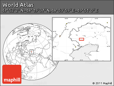 Blank Location Map of the Area around 48° 5' 50" N, 49° 22' 30" E