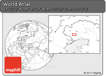 Blank Location Map of the Area around 48° 5' 50" N, 49° 22' 30" E
