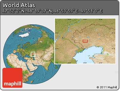 Satellite Location Map of the Area around 48° 5' 50" N, 49° 22' 30" E
