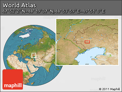 Satellite Location Map of the Area around 48° 5' 50" N, 49° 22' 30" E