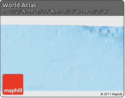 Shaded Relief 3D Map of the Area around 48° 5' 50" N, 49° 13' 30" W