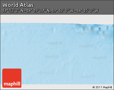 Shaded Relief 3D Map of the Area around 48° 5' 50" N, 49° 13' 30" W
