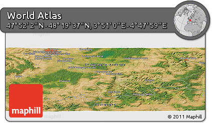Satellite Panoramic Map of the Area around 48° 5' 50" N, 4° 19' 30" E