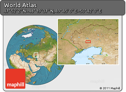 Satellite Location Map of the Area around 48° 5' 50" N, 50° 13' 30" E