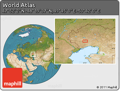 Satellite Location Map of the Area around 48° 5' 50" N, 50° 13' 30" E