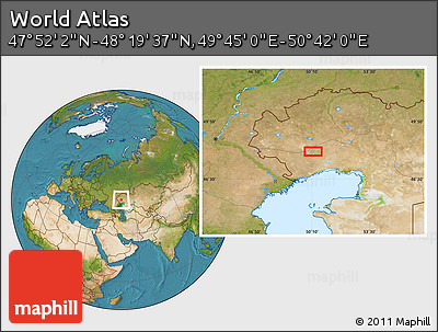 Satellite Location Map of the Area around 48° 5' 50" N, 50° 13' 30" E