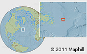 Savanna Style Location Map of the area around 48° 5' 50" N, 50° 4' 30" W, hill shading