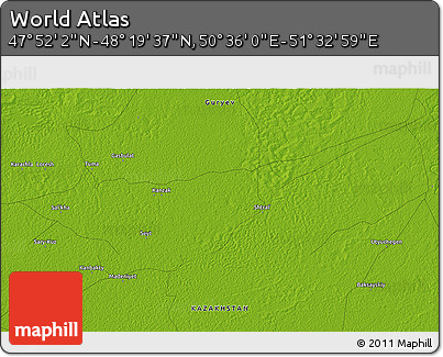 Physical 3D Map of the Area around 48° 5' 50" N, 51° 4' 30" E