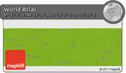Physical Panoramic Map of the Area around 48° 5' 50" N, 51° 4' 30" E