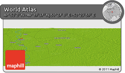 Physical Panoramic Map of the Area around 48° 5' 50" N, 51° 55' 29" E