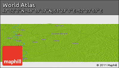 Physical Panoramic Map of the Area around 48° 5' 50" N, 51° 55' 29" E