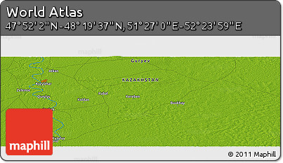 Physical Panoramic Map of the Area around 48° 5' 50" N, 51° 55' 29" E