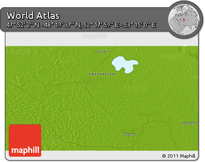 Physical 3D Map of the Area around 48° 5' 50" N, 52° 46' 29" E