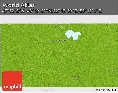 Physical 3D Map of the Area around 48° 5' 50" N, 52° 46' 29" E