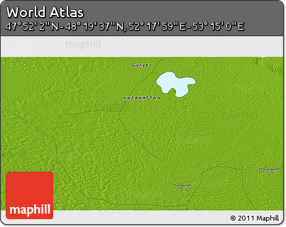 Physical 3D Map of the Area around 48° 5' 50" N, 52° 46' 29" E
