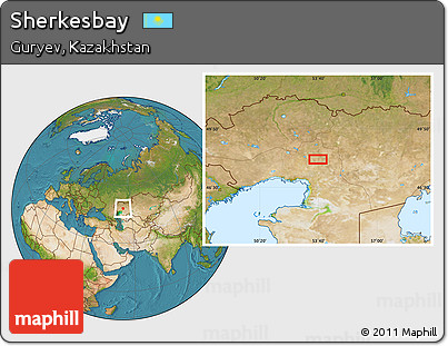 Satellite Location Map of Sherkesbay