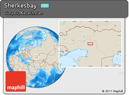 Shaded Relief Location Map of Sherkesbay