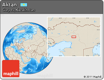 Shaded Relief Location Map of Aktan