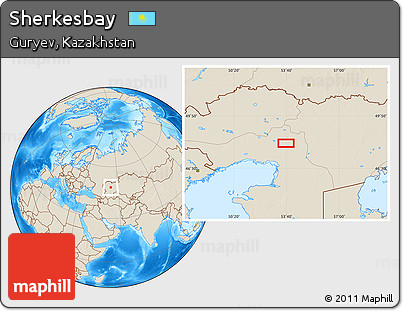 Shaded Relief Location Map of Sherkesbay