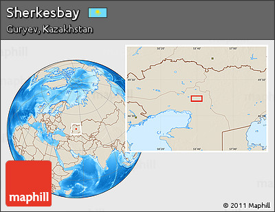 Shaded Relief Location Map of Sherkesbay