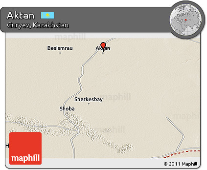 Shaded Relief Panoramic Map of Aktan