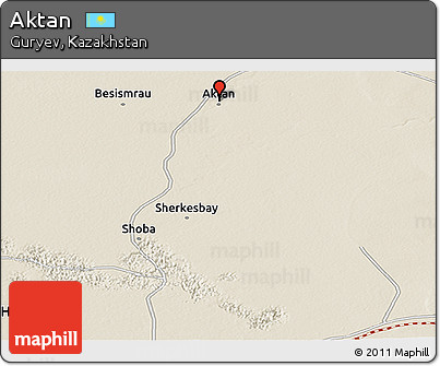 Shaded Relief Panoramic Map of Aktan