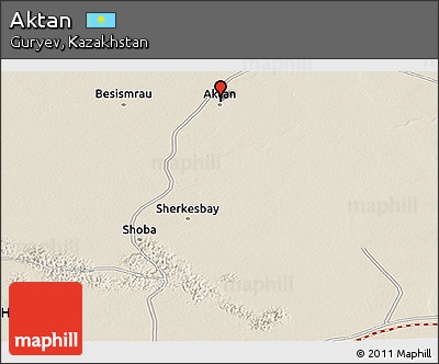 Shaded Relief Panoramic Map of Aktan