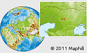 Physical Location Map of the area around 48° 5' 50" N, 55° 19' 30" E